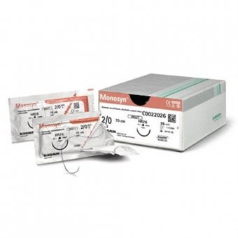 Fire de sutură resorbabile MONOSYN® 2/0 USP (3 EP), 70 cm, ac FR26, 5/8 cerc, violet, 36 buc/cutie